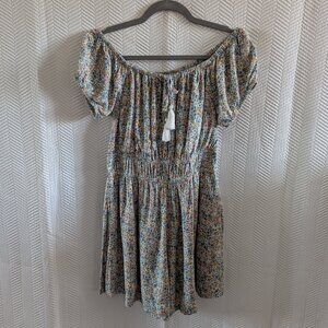American Eagle Floral Romper Pastel Elastic Waist Small Cottagecore Feminine